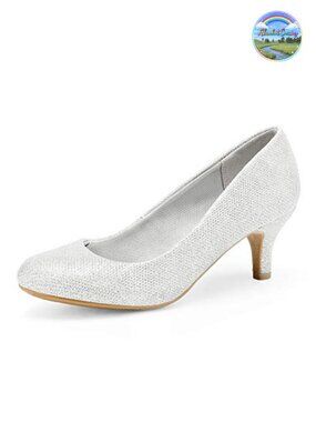 Women's Kitten Heel Pumps Round Toe Slip-On Office Work Heels